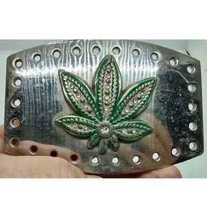 Marijuana(Cannabis) Leaf with Crystals in the Leaves Vintage Belt Buckle